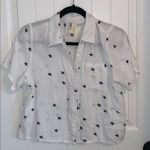 White Collared Button Up Star Shirt